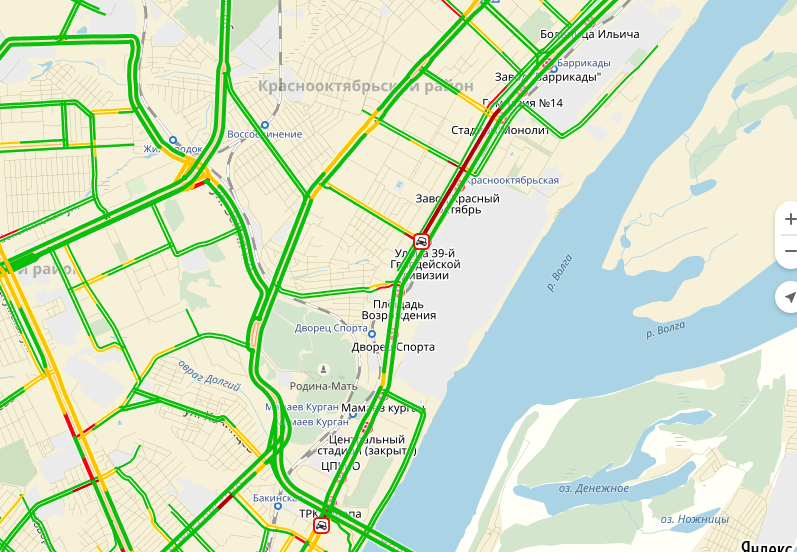 Волгоград пробки на дорогах сейчас карта